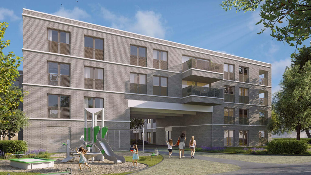 Flats Bouw van de ruwbouw van 104 appartementen in de gemeente Turnhout.